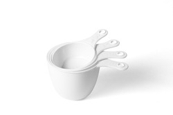 Set of Measuring Cups Lined on White Background 