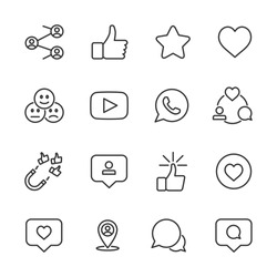 Vector set of social networks line icons.