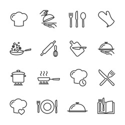 Vector set of cooking line icons.