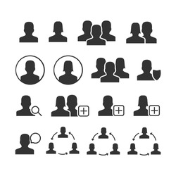 Vector image of set of users icons.