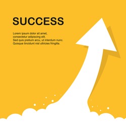 Arrow to success on yellow background. Vector illustration.