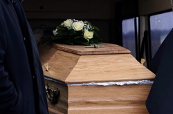Coffin during the funeral ceremony