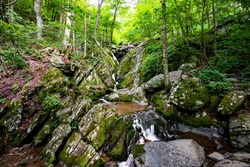 Scenic Dark Hollow Falls overview at Shenandoah National park in summer