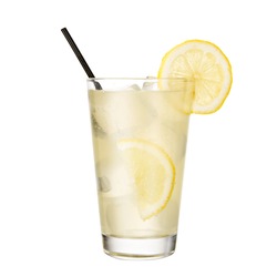 gin and tonic with lemon isolated on white background classic alcohol cocktail 
