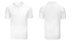 white Polo shirt, clothes on isolated white background.