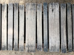 Top view of old wood panel bridge