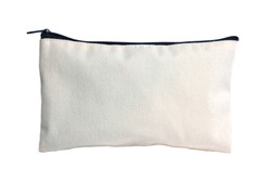 plain zipper bag for pencil case and cosmetic alphabet zipper bag over white background 
