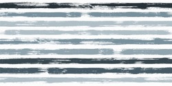 Retro watercolor brush stripes seamless pattern. Gray and blue paintbrush lines horizontal seamless texture for backdrop. Hand drown paint strokes decoration artwork. For garment.