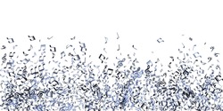 Musical notes flying vector background. Audio recording elements burst. Festival music illustration. Modern notes flying signs with treble clef. Banner background.