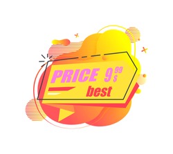 Best price vector, isolated banner with promotion of shop, shopping discounts for customers and clients. Cheap cost on goods of store, advertising. Stiker for market sale