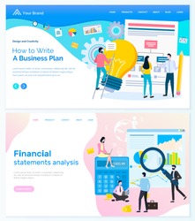 Creating business plan vector, financial statement analysis people working in team. Teamwork to achieve success, goals and targets of company. Website or webpage template, landing page flat style