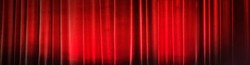 Banner background concert curtain red. Theater curtains.