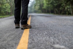 Abstract pic , Man walking on the road