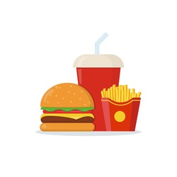 Fast food menu isolated on white background. Vector illustration.