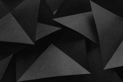 Composition with black geometric shapes, abstract background