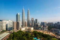 Kuala lumpur skyline in the morning, Malaysia, Kuala lumpur is capital city of Malaysia. Asia tourism, modern city life, or business finance and economy concept