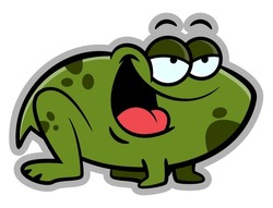 Cartoon illustration of Big Fat Green Frog happy and smile, best for mascot, logo, and sticker with nature themes for kids