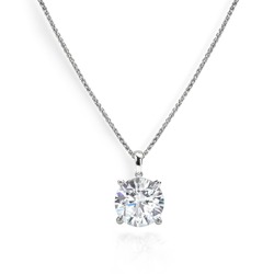 Big Diamond Solitaire Necklace with Chain