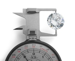 Big Round Diamond Measured in Gauge for mm Size. Diamond Size Instrument Tool. 