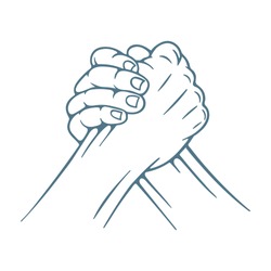 Arm wrestling. Arm wrestling hand drawn vector illustration. Part of set.