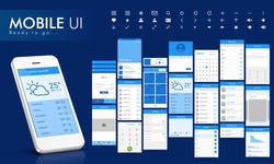 Material Design UI, UX Screens, flat web icons for mobile apps, responsive websites with Sign In, Calendar, Contact List, Message, Stopwatch, Music, Calculator, Security, Search, Data Usages Features.