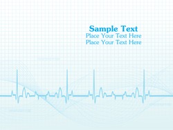 abstract blue wavy, heart beat background with sample text