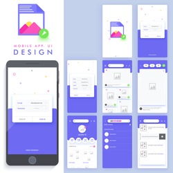 Material Design, UI, UX, GUI template for mobile apps, responsive websites with Sign In, Sign Up and Search Screens.