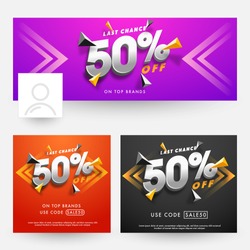 Creative social media post and header set for Sale and Discount.