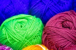 Sewing products. Rolls of wool yarn. multicolor yarn collection