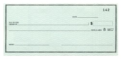 A blank banking check, Isolated on white.