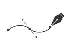 Pen tool. Vector computer graphics. The curve control points. Black path