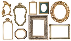 Set Vintage frames with an ornament isolated on white. Retro style.