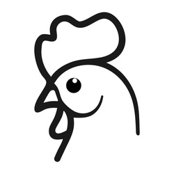 Chicken rooster symbol. Cock head line icon. Farm animal linear drawn vector illustration. 
