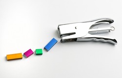 Metal stapler and colorful metal staples