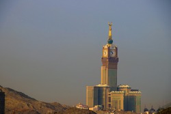 Mecca Clock Tower. Skyline with Abraj Al Bait. 