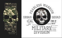 military skulls with camouflage.Two illustrations pack for t-shirt.