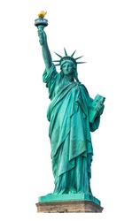 Statue of Liberty National Monument isolated on white background. Clipping path. 