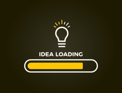 Loading bar almost complete with idea beeing processed on a lightbulb. Vector illustration design