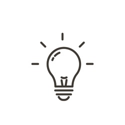 Lightbulb icon. Vector thin line illustration of a bright lamp. Trendy minimal design representing creativity, energy, ideas, solutions