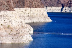 Record low water level of shrinking Lake Mead, key reservoir along Colorado River, amid severe drought in American West