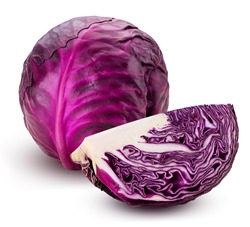 Red cabbage one slice isolated on white background. Clipping Path.