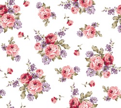 Roses pattern bunch of flowers, repeating print for fabric