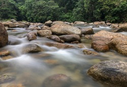 Water flowing between rock at Kuala Woh Perak Malaysia