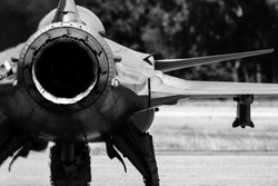 partial cut of a fighter aircraft in black and white, military aircraft, aircraft gas turbine engine 