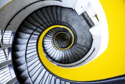 Yellow spiral staircase