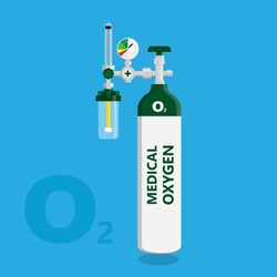 Oxygen cylinder tank medical oxygen full kit illustration