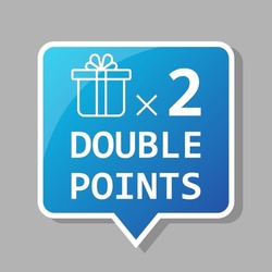x2, double reward points vector symbol on gift box icon