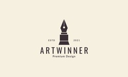 old pencil with trophy logo symbol vector icon graphic design illustration