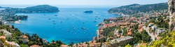 Ultra large panoramic shot of Cote d'Azur beachfront, Nice, France
