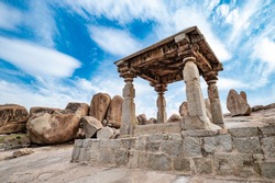 Beautiful view of the amazing Hampi's ruins. Hampi, also referred to as the Group of Monuments at Hampi, is a UNESCO World Heritage Site located in east-central Karnataka, India.